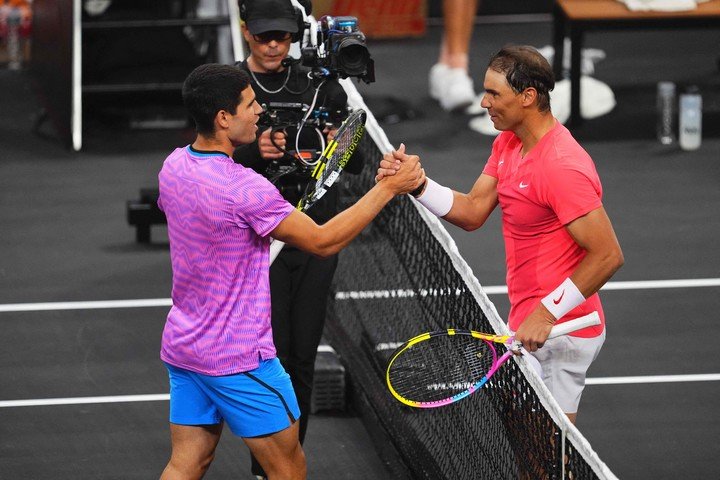 Alcaraz y Nadal jugaron en vivo para Netflix.