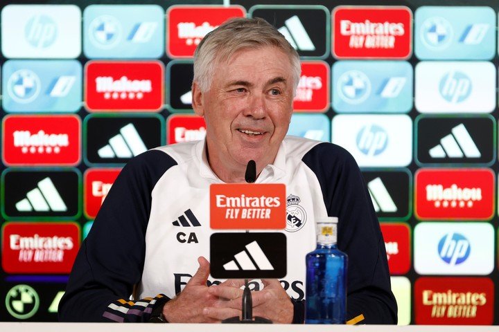 Ancelotti, en conferencia de prensa. (Foto: EFE)