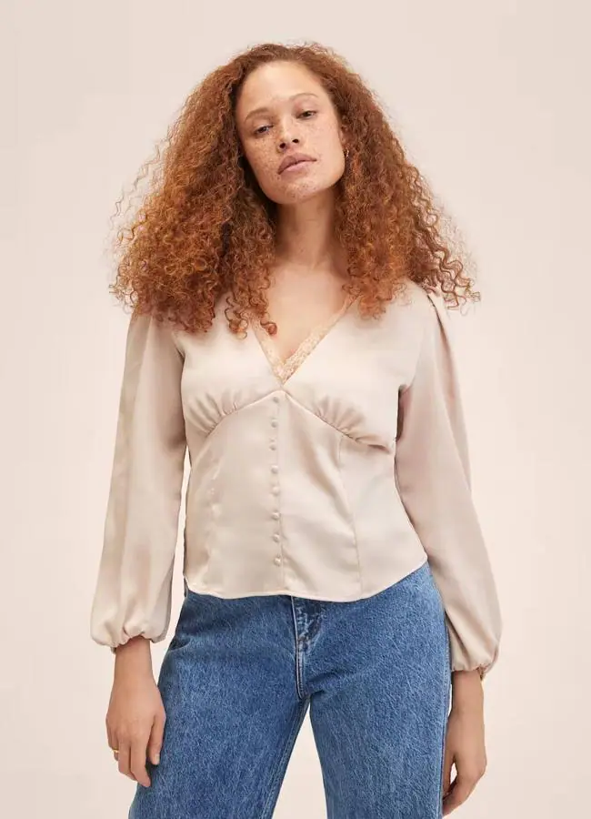 Camisa estilo lencero con encaje