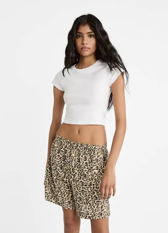 Shorts con estampado de leopardo