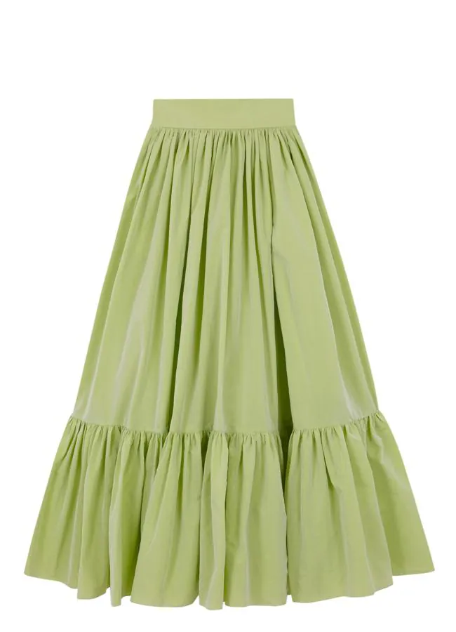 Falda midi en color verde de Hortensia Maeso.