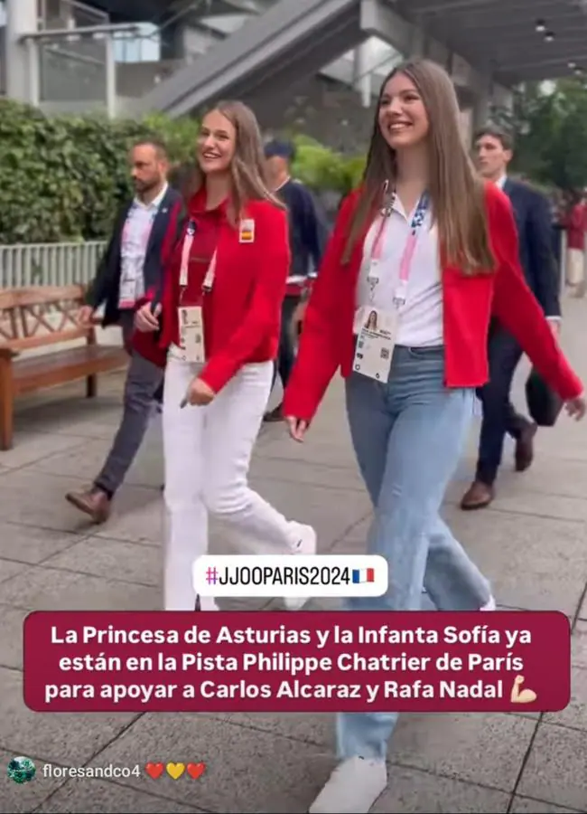 Leonor y Sofía llegando al partido de Nadal y Alcaraz. / CASA REAL