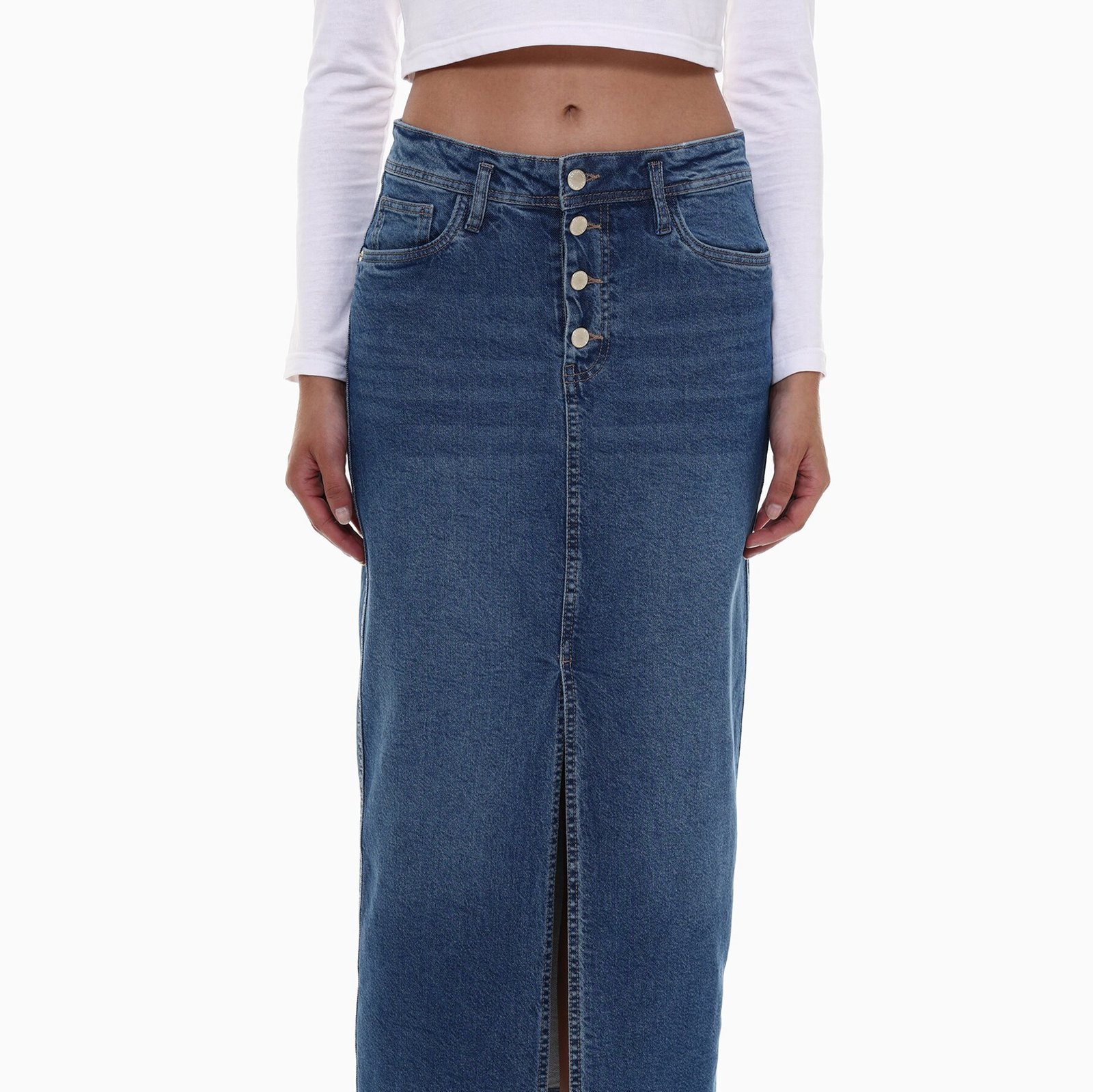 Falda denim midi