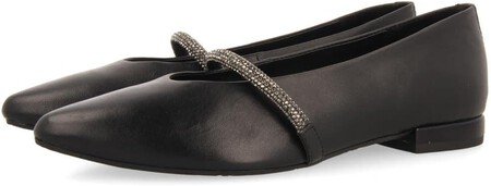GIOSEPPO Bailarinas Negras de Piel con Detalle de Tira con Strass para Mujer lamlash