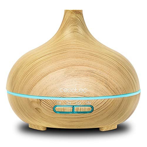 Cecotec Humidificador Ultrasónico y Difusor de Aromas con Temporizador Pure Aroma 300 Yang. 10 W, 300 ml, Temporizador hasta 6 horas, 7 Colores LED, Función Aromaterapia, Ultrasilencioso