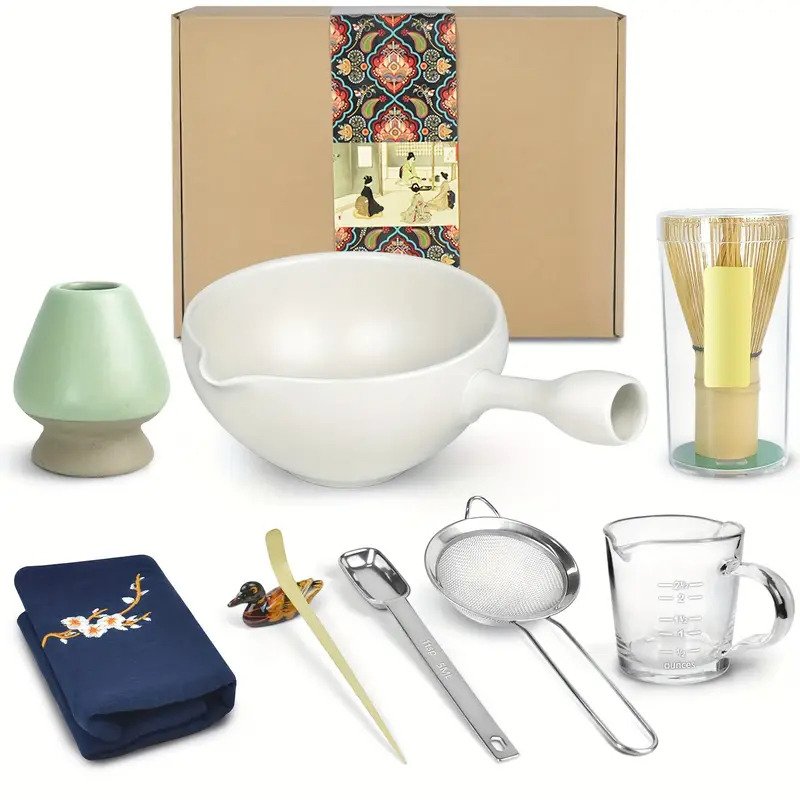 Kit de ceremonia del té matcha de nueve piezas 