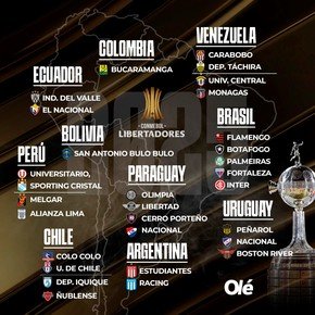 Libertadores 2025: con Vélez, quiénes son los 32 equipos ya clasificados