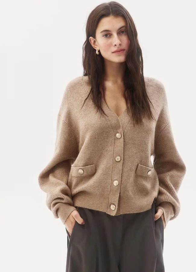 Chaqueta de punto con escote de pico