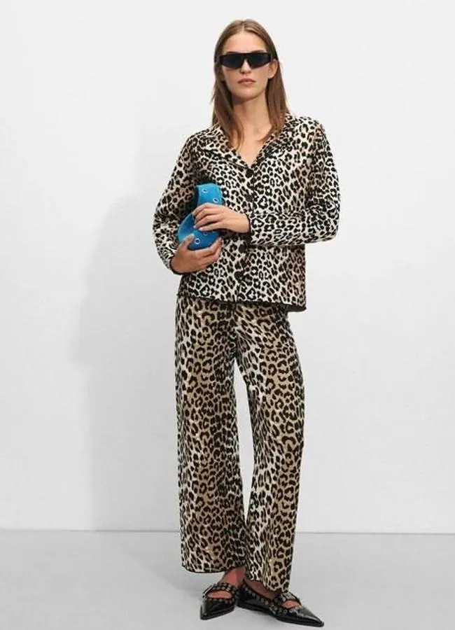 Pantalones de punto con estampado de leopardo