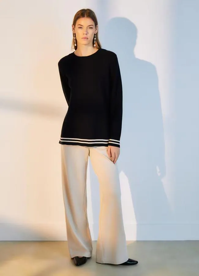 Pantalones de punto liso elásticos