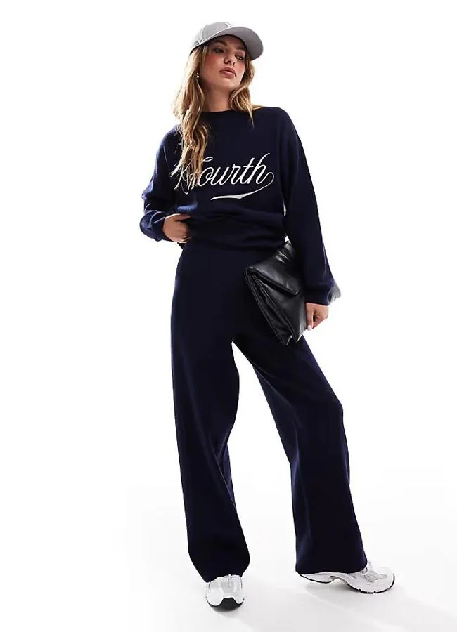 Pantalones de punto gruesos en azul marino