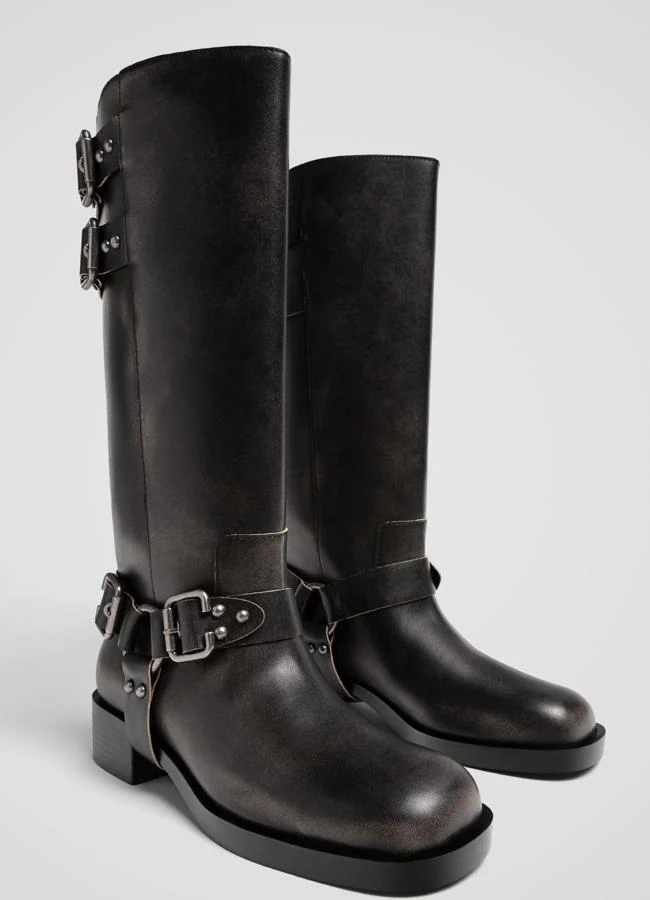Botas biker altas efecto desgastado