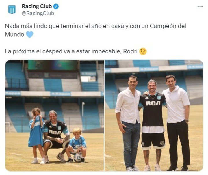 El posteo de la cuenta de Racing con el Príncipe y RDP.