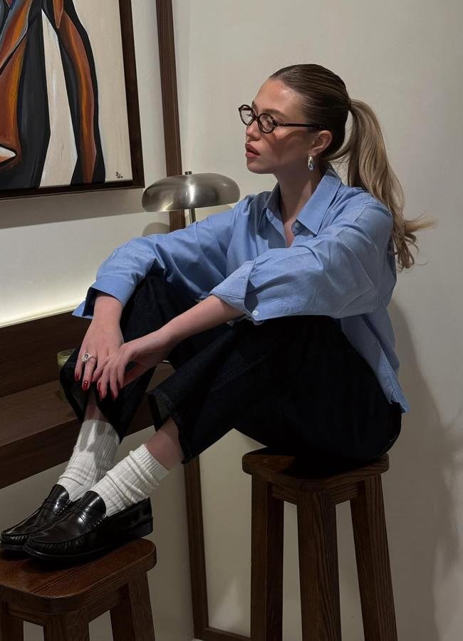 Influencer con camisa azul/@marine_diet