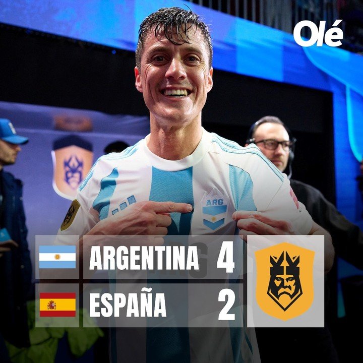 En el comienzo del Mundial de Kings League, Argentina le ganó 4-2 a España, país creador de la competencia, y avanzó a la zona de ganadores (Olé).