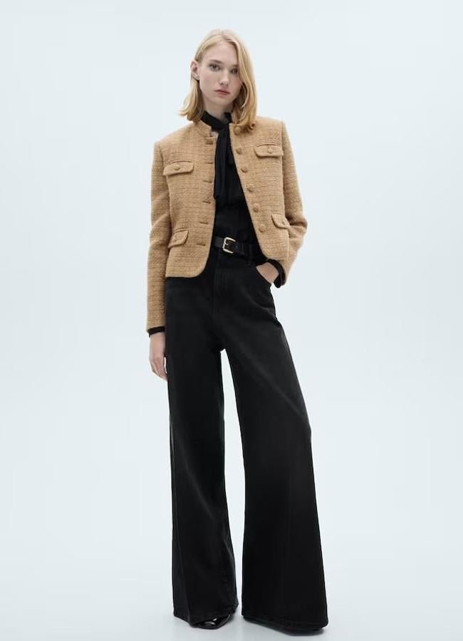 Chaqueta de tweed marrón claro