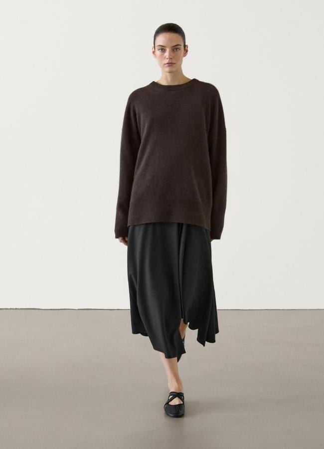 Jersey oversize de cashmere marrón chocolate