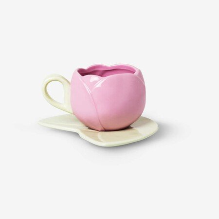 Tulip Shaped Mug With Saucer 300 Ml Kitchen Flying Tiger Copenhagen 310331