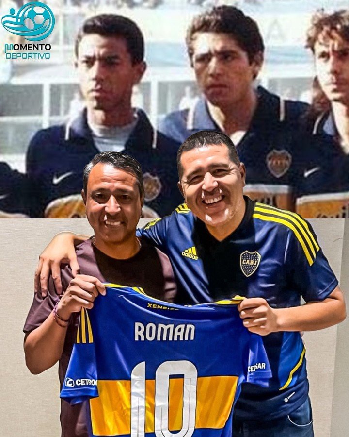 Nolberto Solano fue invitado a la concentración de Boca Juniors en Lima y Juan Román Riquelme le regaló la camiseta actual de la institución con el número 10 de Román en la espalda. Compartieron plantel en el Xeneize durante 1997 y 1998 (Foto: @MDeportivope).