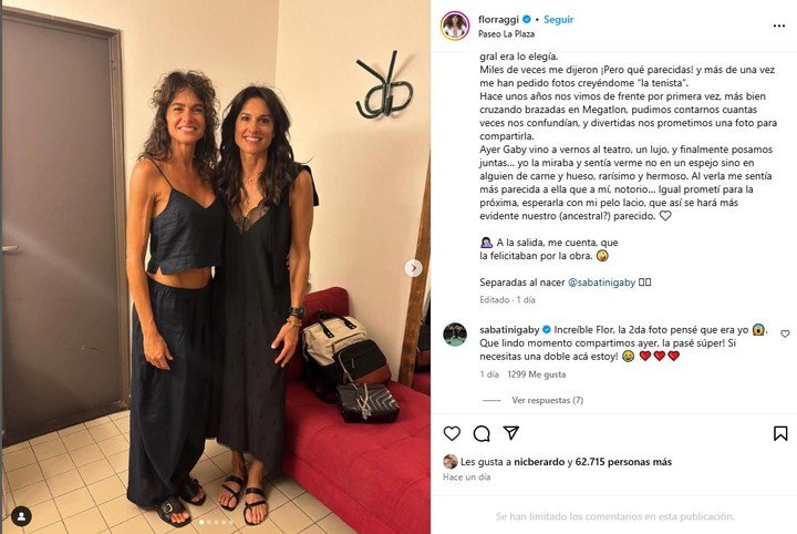 El increíble parecido entre Gabriela Sabatini y Flor Raggi.