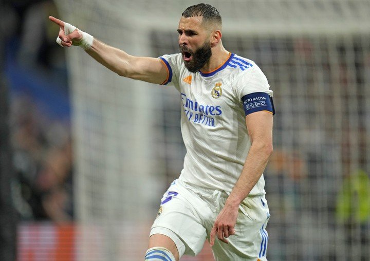 Benzema tras su gol definitorio ante Manchester City por las semifinales de la Champions 2022. (AP Photo/Manu Fernandez)