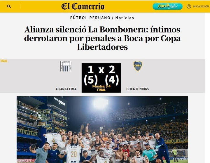 Así reaccionó El Comercio a la eliminación de Boca y el pase de Fase de Alianza Lima.