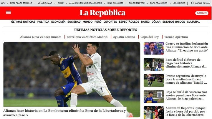 Así reaccionó La República a la eliminación de Boca y el pase de Fase de Alianza Lima.