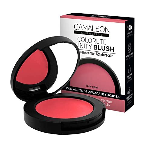 Camaleon Cosmetics - Colorete Infinity Blush 12 horas - Tono Coral - Larga Duración - Textura en crema - Vegano.