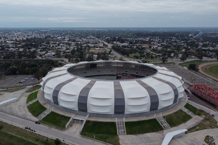 Vista aérea del Estadio Único Madre de Ciudades (AFP).