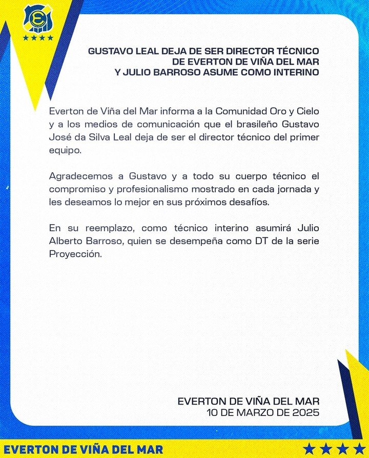 El comunicado del Everton de Viña del Mar.(Prensa Everton)