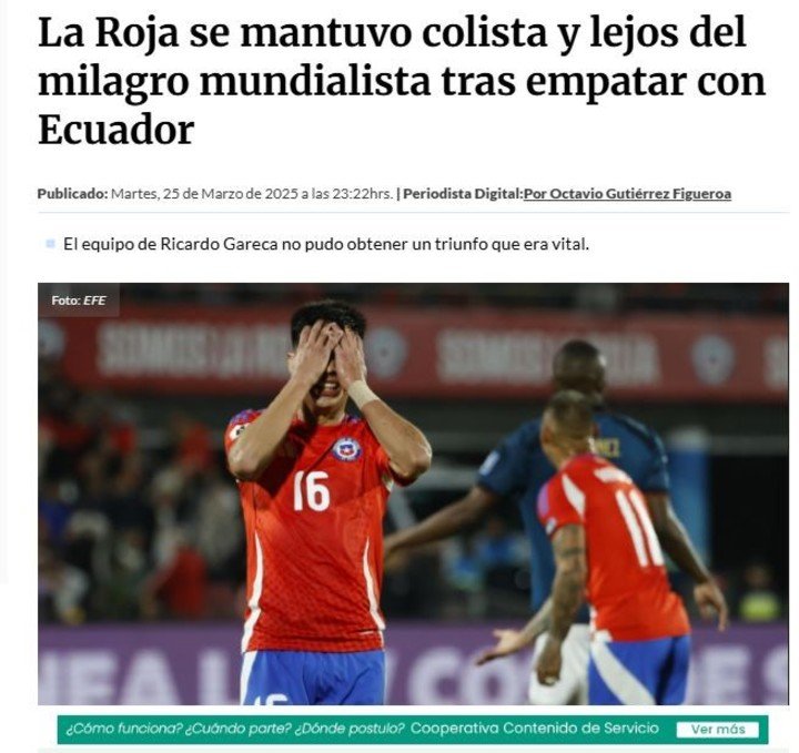 Así reaccionaron en Chile sobre casi quedar afuera del Mundial.