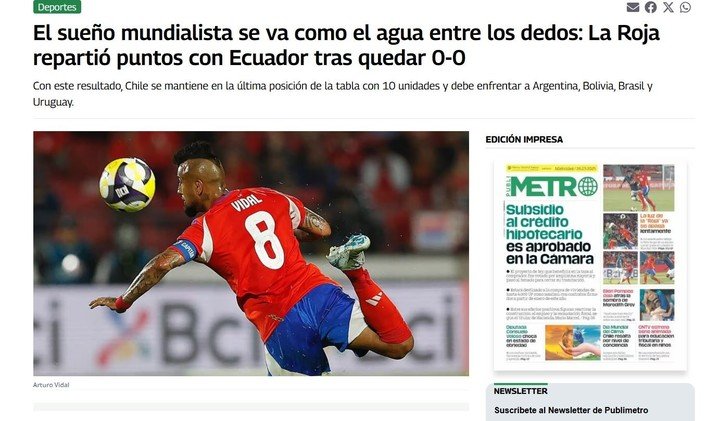 Así reaccionaron en Chile sobre casi quedar afuera del Mundial.