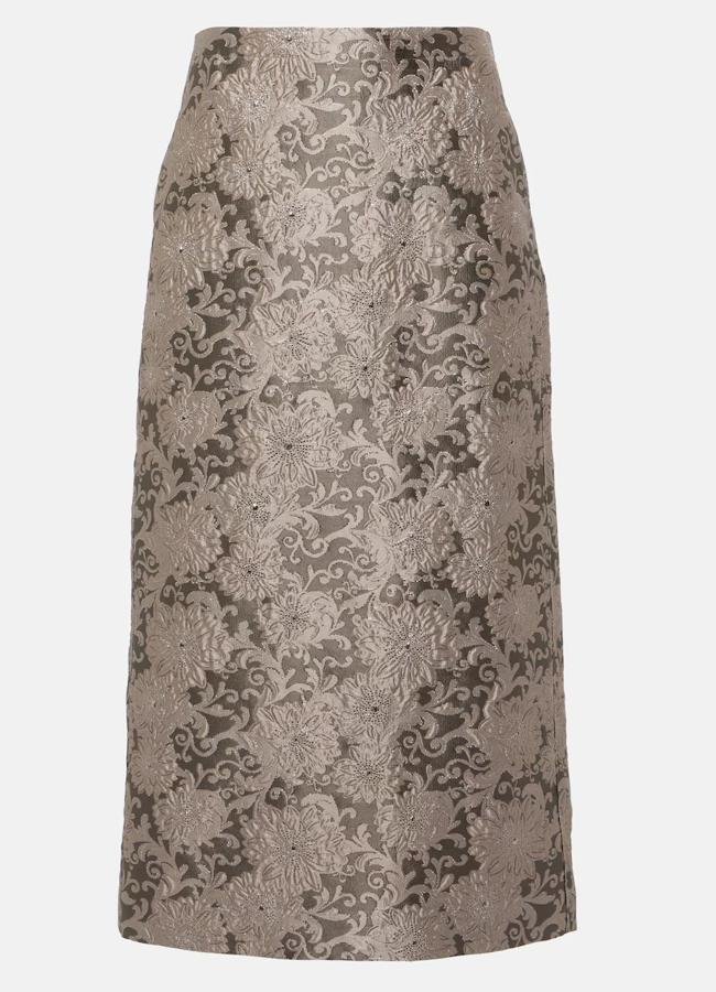 Falda columna estampada en jacquard de Max Mara, 179 euros.