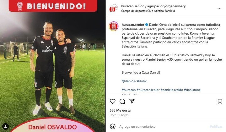 Daniel Osvaldo debutó en el Senior de Huracán.