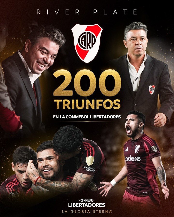 Así felicitó la Conmebol a River por los 200 triunfos en la Copa Libertadores.