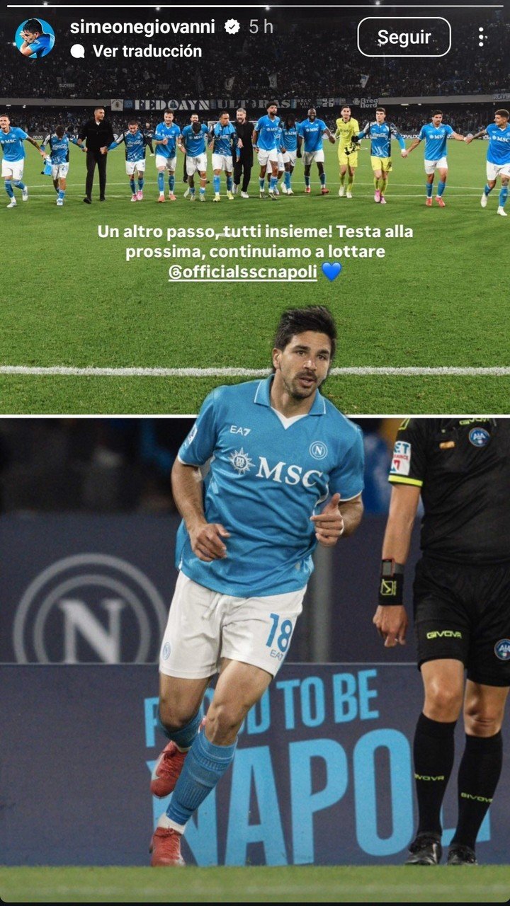 Giovanni, feliz tras la victoria ante el Torino que le permitió al Napoli ser el nuevo líder de la Serie A a falta de cuatro fechas.