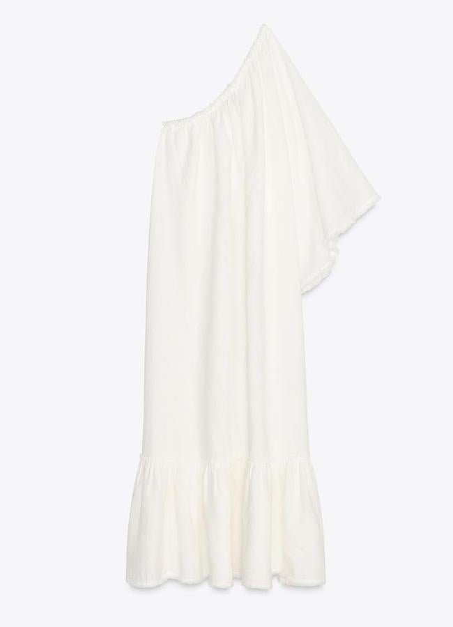 Vestido asimétrico lino 100% ZW Collection (49,95€)