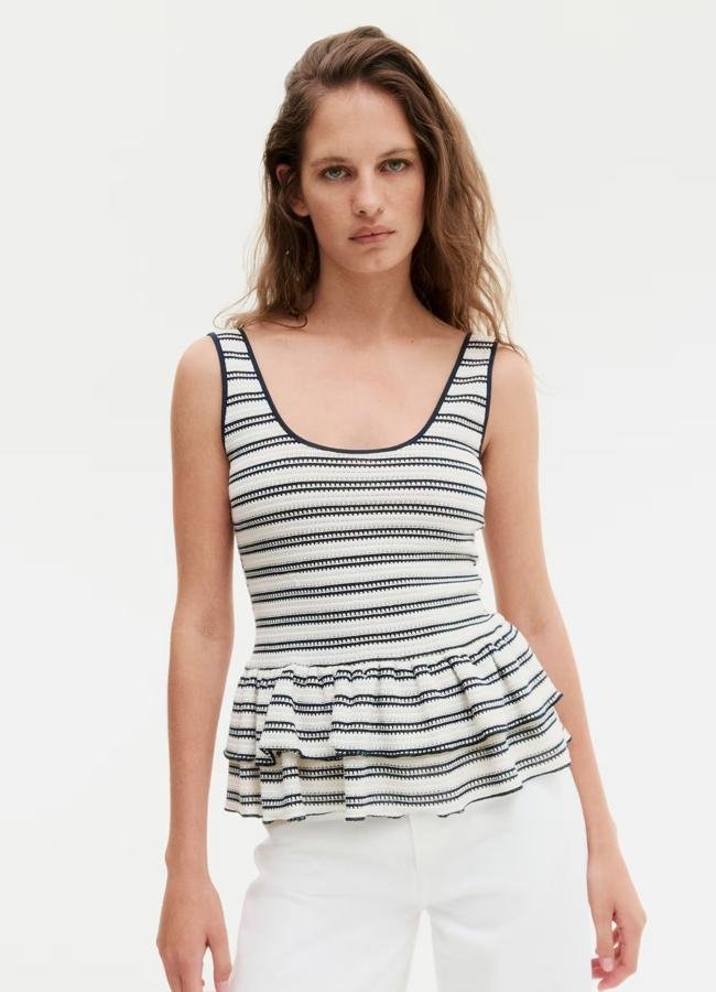 Top peplum con estampado de rayas
