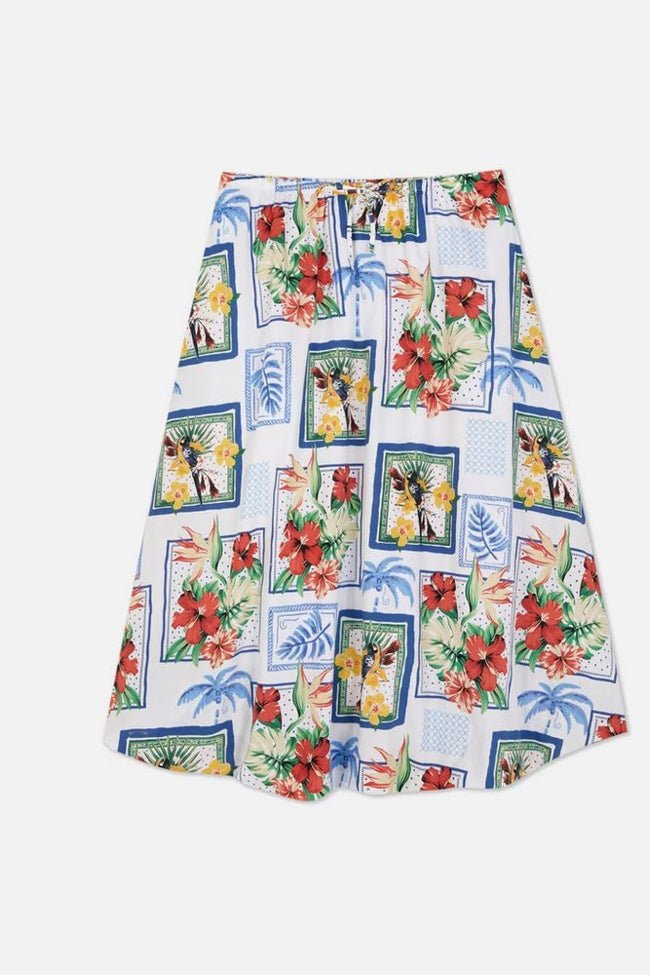 Falda tropical midi.