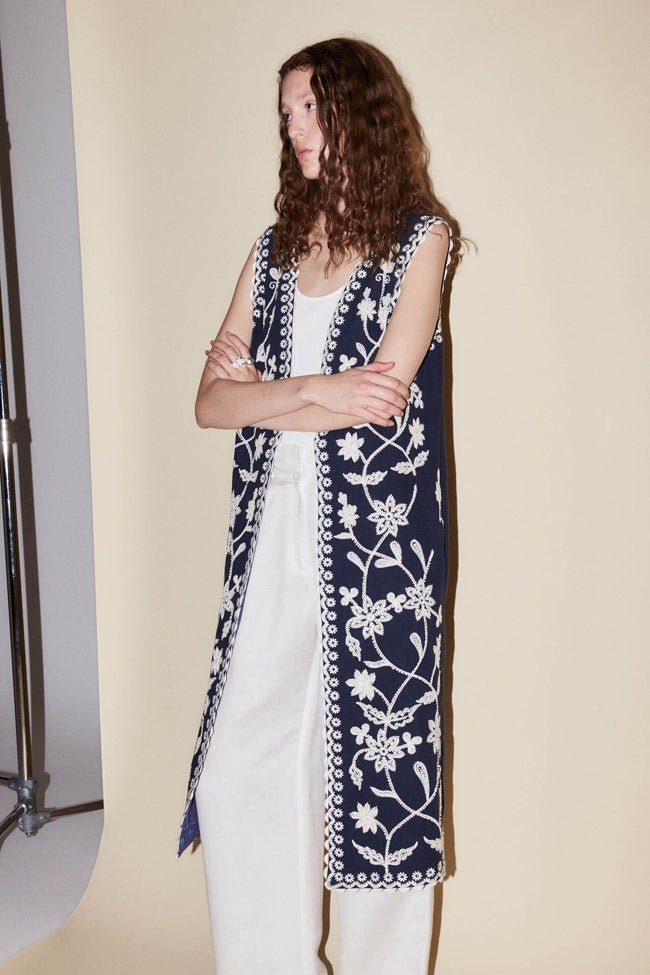 Chaleco azul algodón.