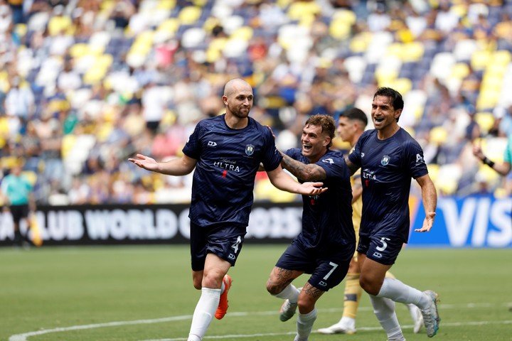 El festejo de Gray. (AP))