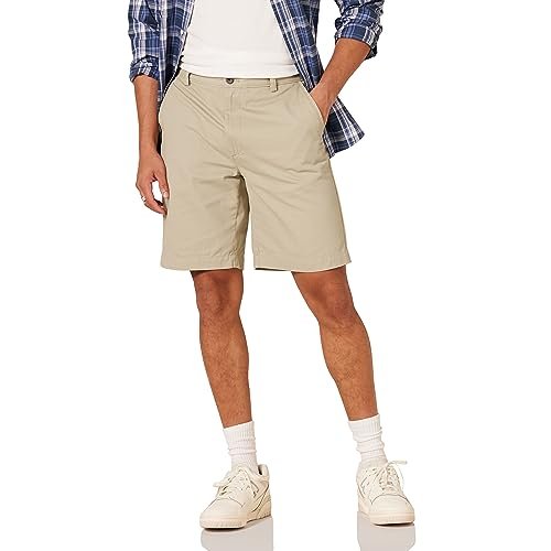Amazon Essentials Pantalones Cortos Chinos de 23 cm con Corte Clásico Hombre, Caqui, 36W