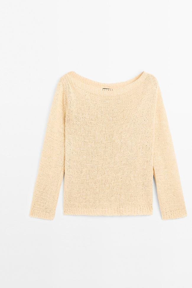 Jersey de punto fino en color crudo de Massimo Dutti.