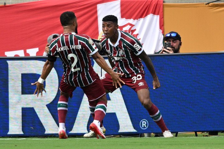 El festejo de Samuel Xavier y Hercules (AP).