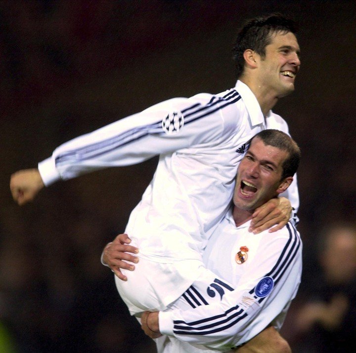Santi con Zidane: campeones con el Real Madrid.