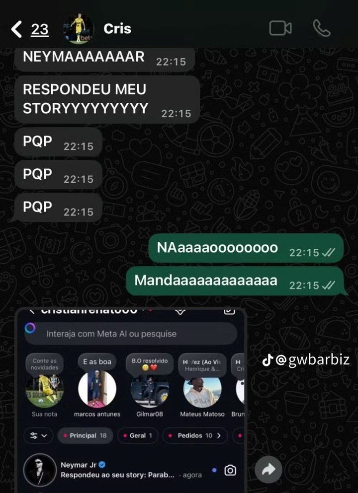 El chat privado entre Cristian Renato y su hermana. (@gwbarbiz)