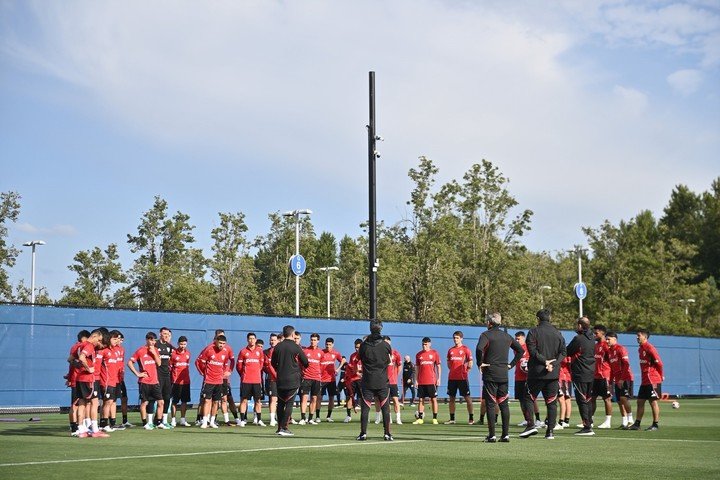 La práctica de River. Prensa River.