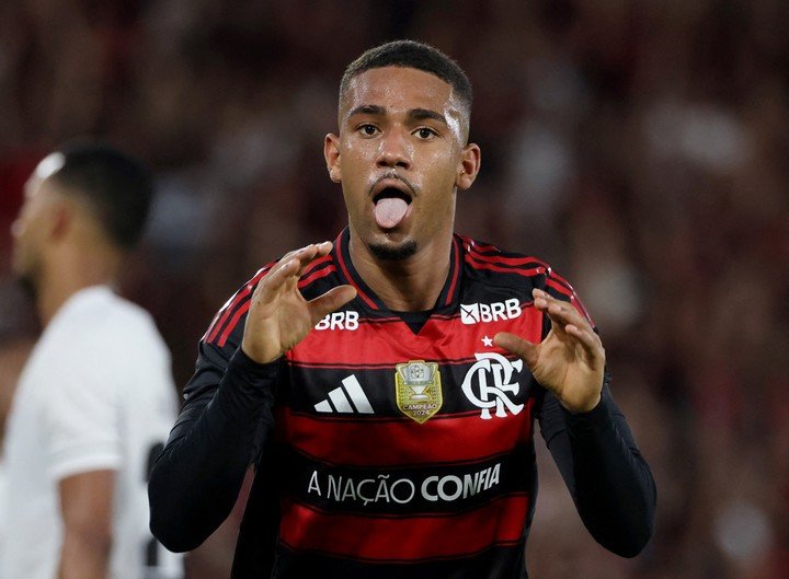 Samuel Lino celebrates scoring their fifth goal REUTERS/Sergio Moraes