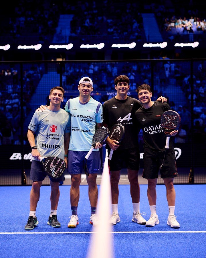 Los protagonistas posaron antes del arranque de la final masculina del P1 de Madrid.