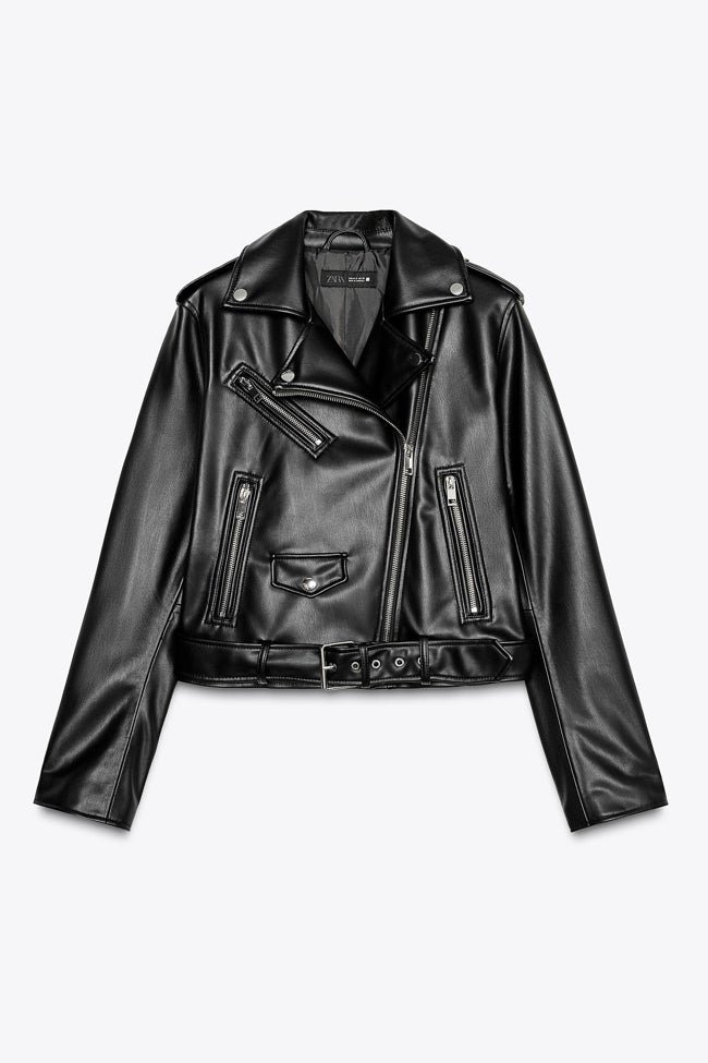 Cazadora de piel de Zara (39,99 euros)